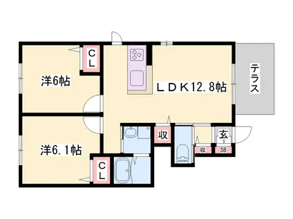 SAKURA SUITES(2LDK/1階)の間取り写真