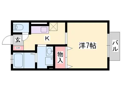 ルミエール A棟(1K/2階)の間取り写真