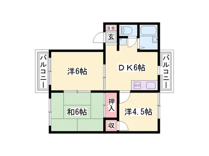 ブランニュー太子(3DK/1階)の間取り写真