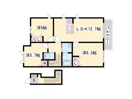 MASTCOURT加古川南(3LDK/2階)の間取り写真