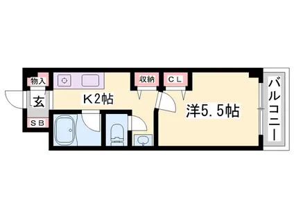 シティヒルズⅡ(1K/3階)の間取り写真