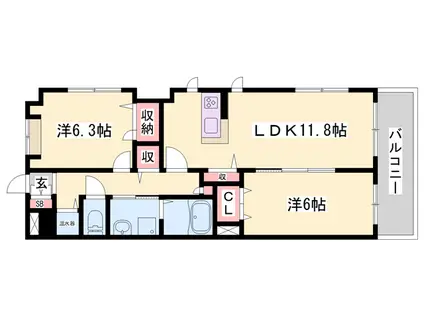 エソール(2LDK/3階)の間取り写真