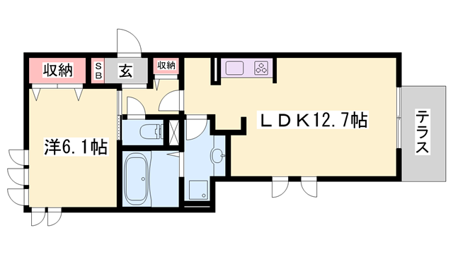 ベルフォーレⅡ(1LDK/1階)の間取り写真