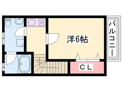 ピアハイツⅡ(ワンルーム/2階)の間取り写真