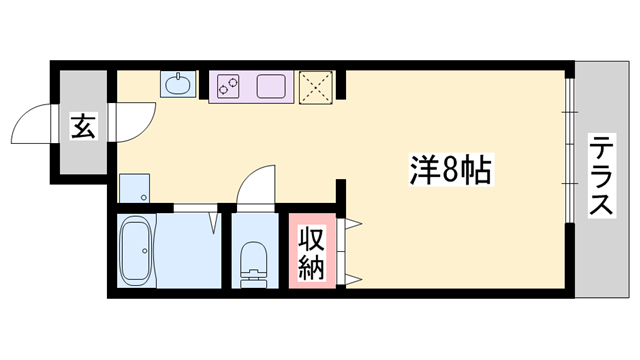 神戸電鉄粟生線 志染駅 徒歩5分 2階建 築19年(1K/1階)の間取り写真