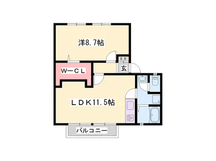 コンフォート社(1LDK/2階)の間取り写真