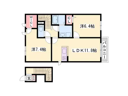 ニューフォーレス ナガタC・D・E棟(2LDK/2階)の間取り写真