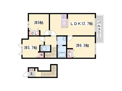 MASTCOURT加古川南(3LDK/2階)の間取り写真