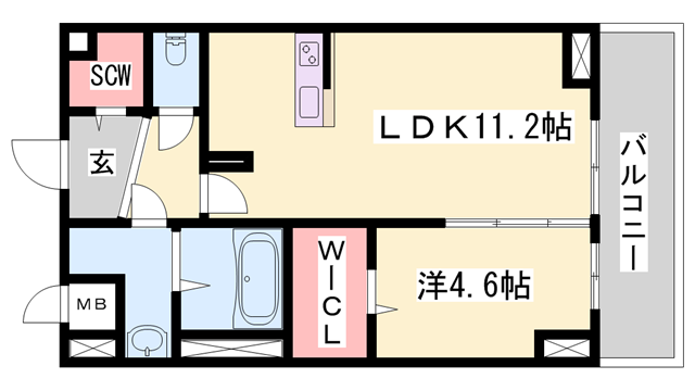 さくら三左衛門堀(1LDK/1階)の間取り写真