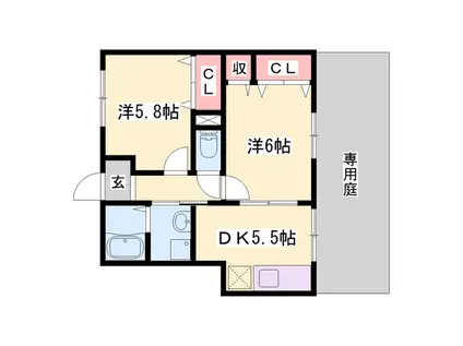 メゾン・ド・KS(2DK/1階)の間取り写真