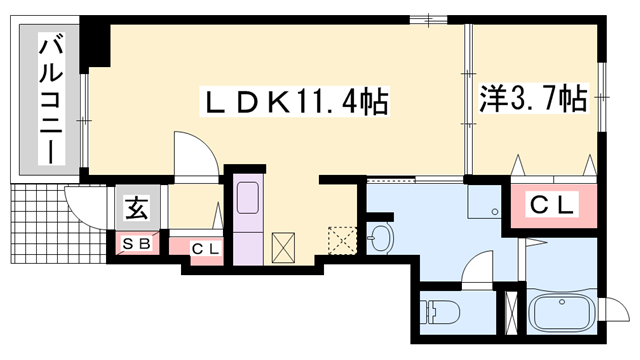 サンパティーク(1LDK/1階)の間取り写真