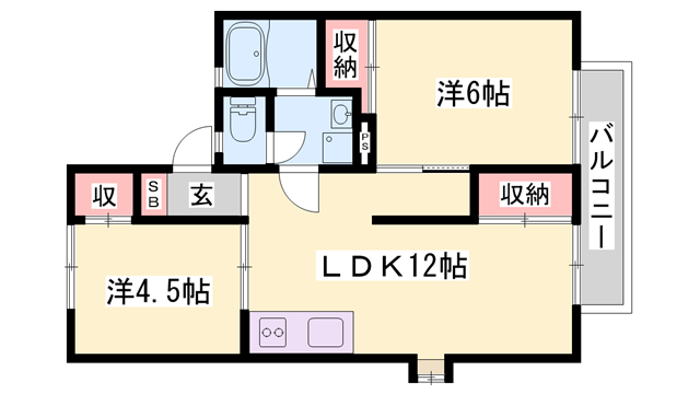 エルハイツ・イイダ(2LDK/2階)の間取り写真