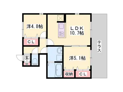 ネットハイツC(2LDK/1階)の間取り写真