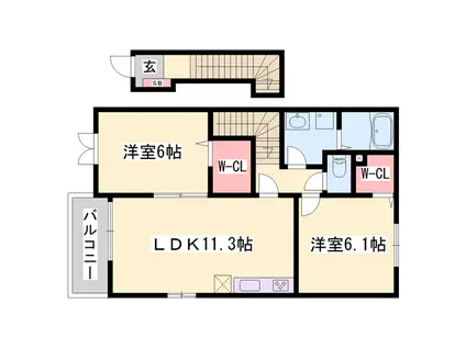 ノースカレントⅤ(2LDK/2階)の間取り写真