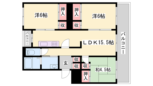 西新在家マンション(3LDK/2階)の間取り写真