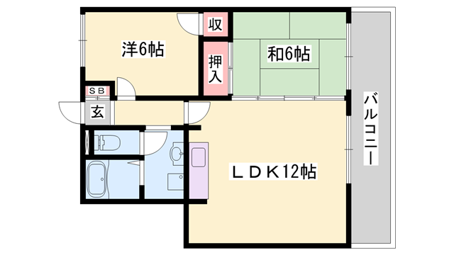 メゾン安富(2LDK/3階)の間取り写真