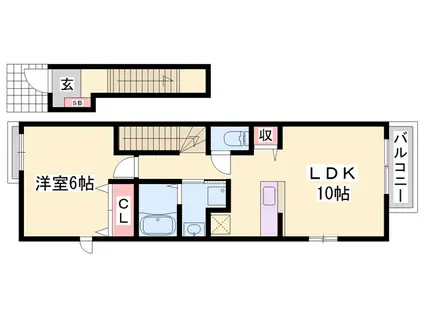 カーサエレガンテⅡ(1LDK/2階)の間取り写真