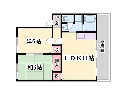 シンフォニー汐見台(2LDK/1階)の間取り写真