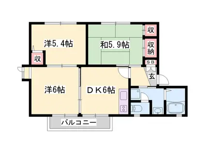 ディアス北条D・E(3DK/2階)の間取り写真