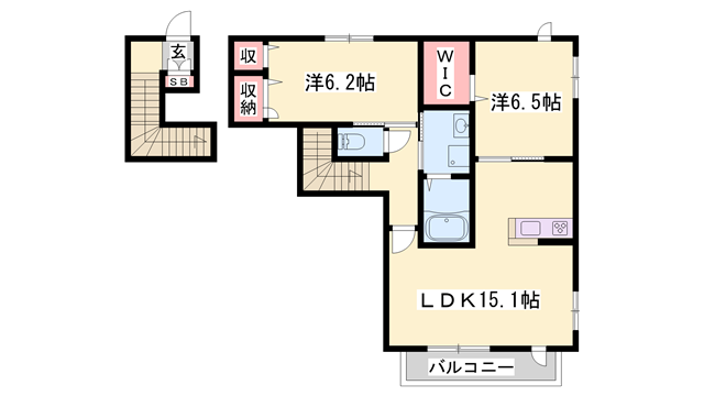 GREEN CITY Ⅴ(2LDK/2階)の間取り写真