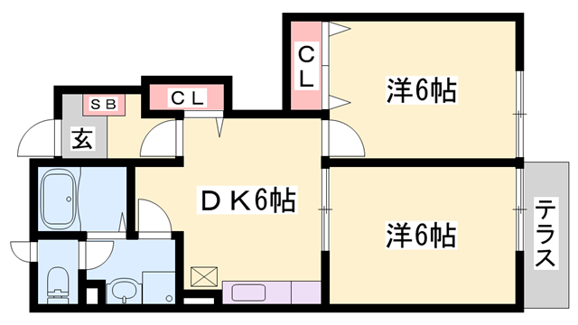 ドミール5(2DK/1階)の間取り写真