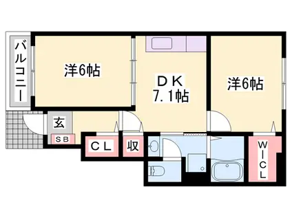マーベラス・アンジュ1(2DK/1階)の間取り写真