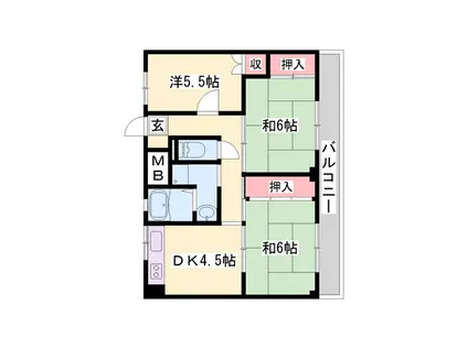 ビレッジハウス尾上(3DK/3階)の間取り写真