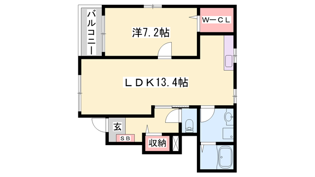 サニーサイド(1LDK/1階)の間取り写真