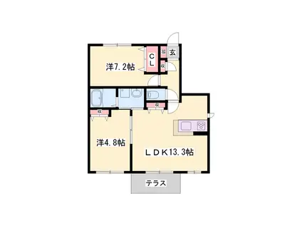 ベル・フロンテ(2LDK/1階)の間取り写真