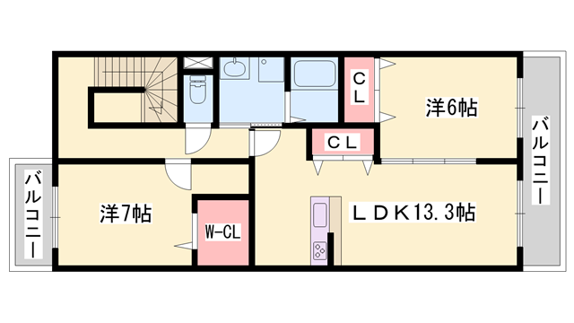 ヴェールメゾン(2LDK/2階)の間取り写真