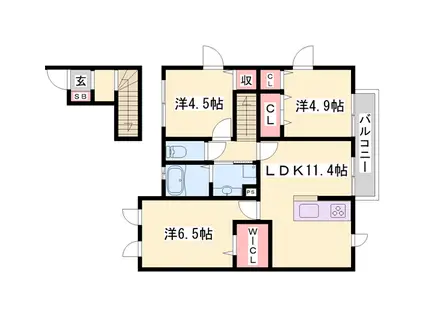 サンライズイン今宿(3LDK/2階)の間取り写真