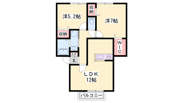 ソレイユ(2LDK/2階)の間取り写真