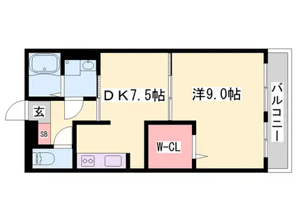 セジュール亀山A棟(1DK/3階)の間取り写真