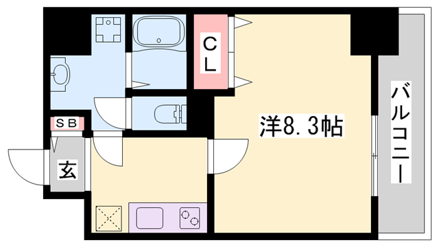 ONELIGHT博労町(1K/3階)の間取り写真
