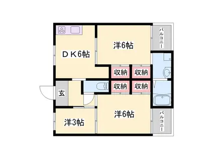 ビレッジハウス野村(3DK/2階)の間取り写真