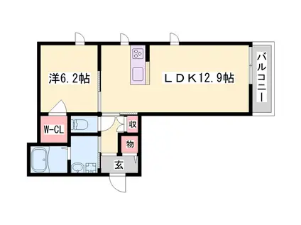 シャーメゾンアルフラット(1LDK/2階)の間取り写真