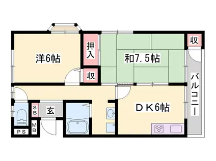 デュオ51(2DK/2階)の間取り写真