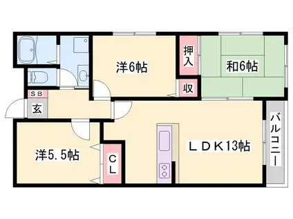 シャトレ21(3LDK/2階)の間取り写真
