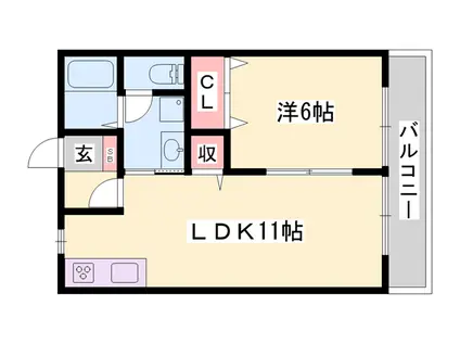 ソレジオ横田(1LDK/2階)の間取り写真