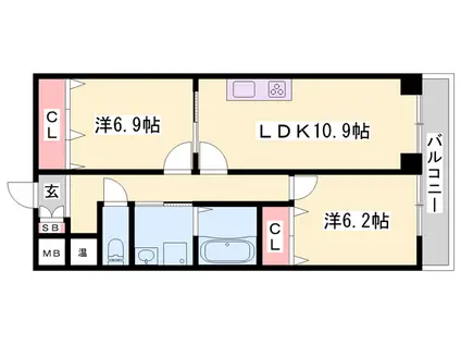 LA MAISON CLAIRE(2LDK/3階)の間取り写真