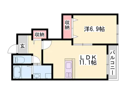 グランディール(1LDK/1階)の間取り写真