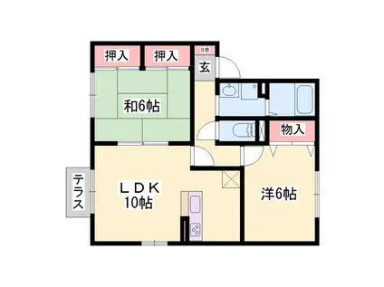 エスポワール B棟(2LDK/1階)の間取り写真
