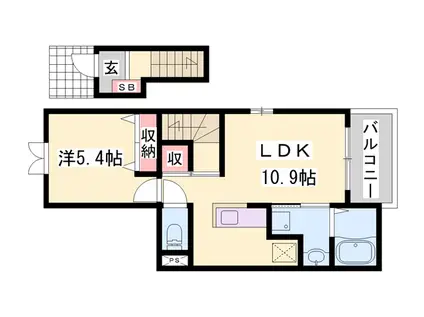 ダンディライオンⅠ(1LDK/2階)の間取り写真