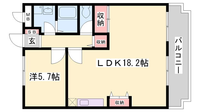 レジデンス英賀保(1LDK/3階)の間取り写真
