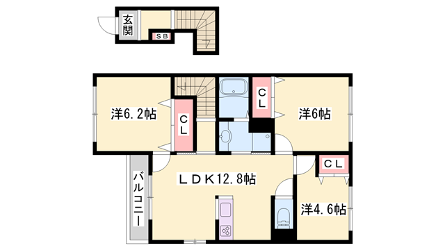 パストラル津倉(3LDK/2階)の間取り写真