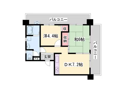 クリーンピア姫路下寺町(2DK/8階)の間取り写真