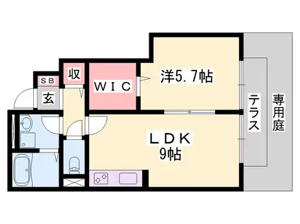 アネックスハイブリッジB棟(1LDK/1階)の間取り写真