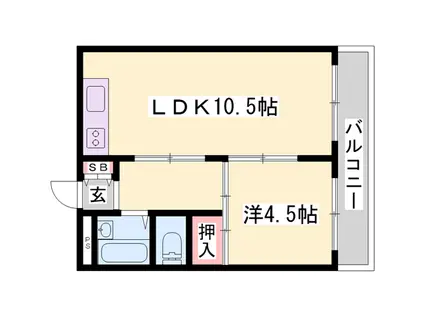 アパートメント高砂(1LDK/5階)の間取り写真