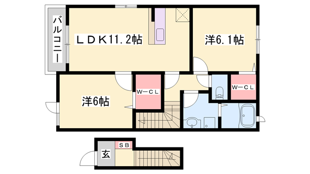 ペール・メゾンA(2LDK/2階)の間取り写真