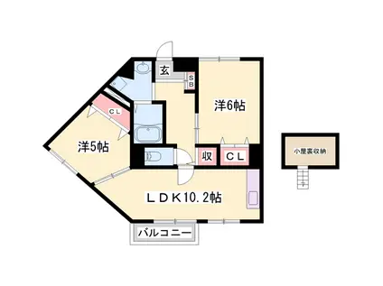 サンセール3(2LDK/2階)の間取り写真
